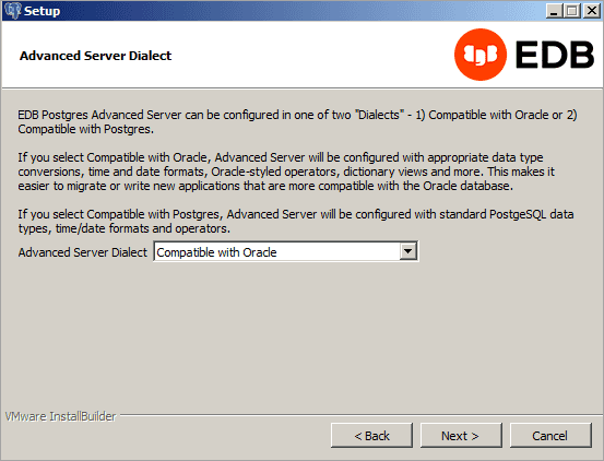 The EDB Postgres Advanced Server Dialect window